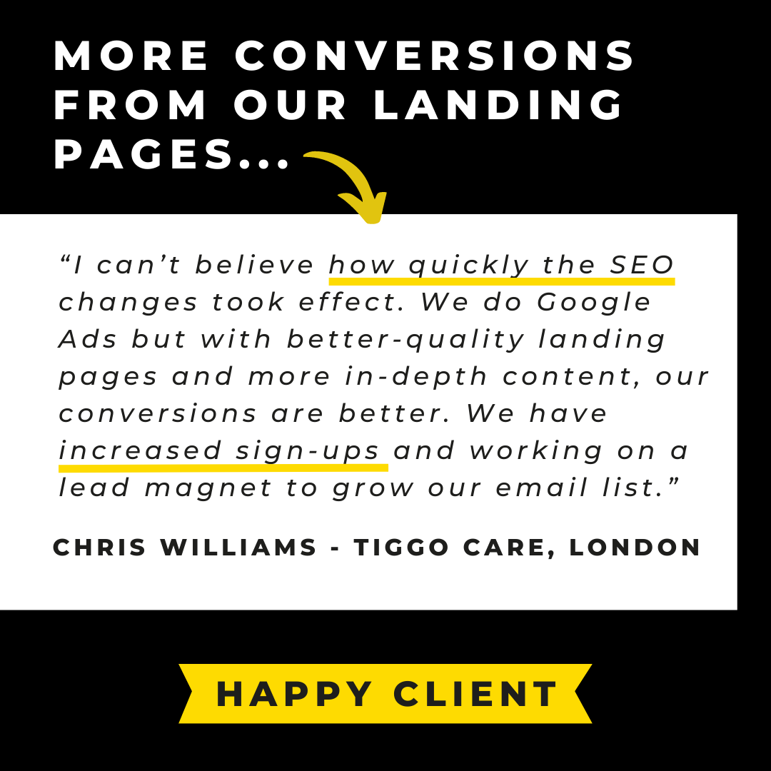 More conversions from our landing pages