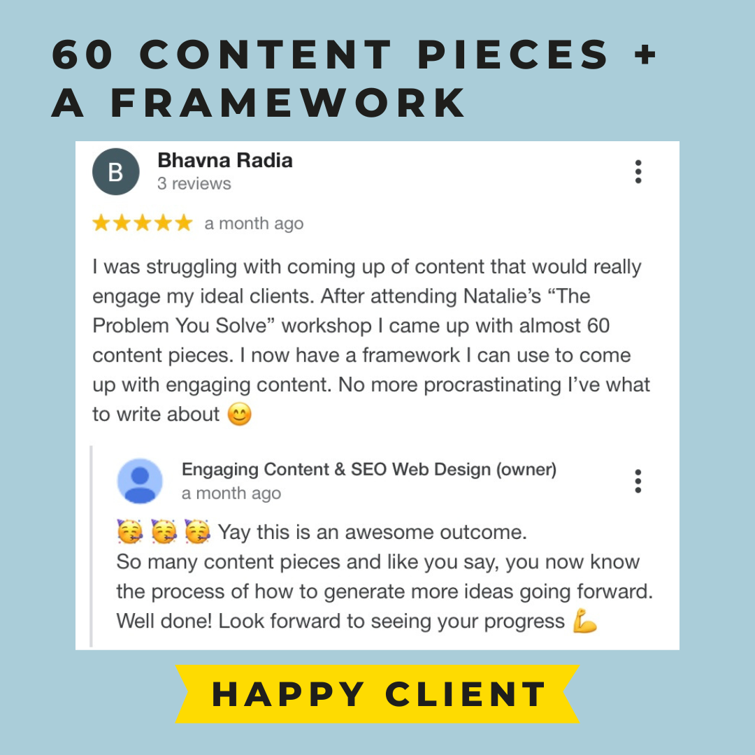 60 content pieces and a framework